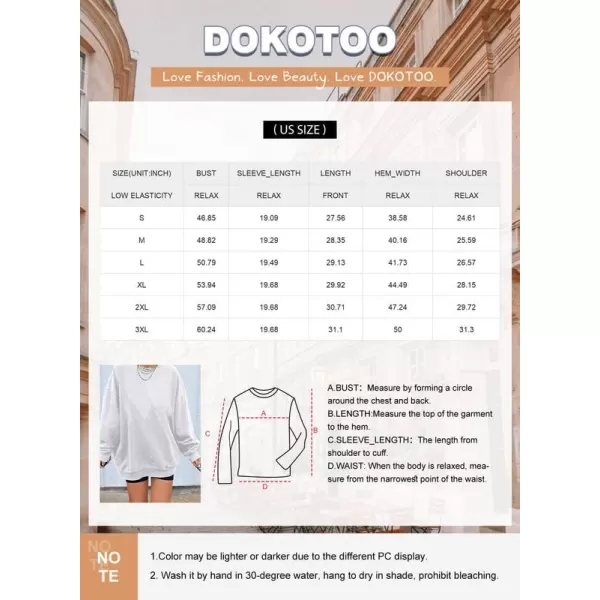 Dokotoo Womens Vintage Basic Oversized Crewneck Long Tunic Sweatshirts Pullover Tops