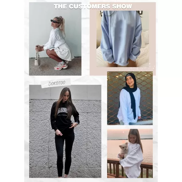 Dokotoo Womens Vintage Basic Oversized Crewneck Long Tunic Sweatshirts Pullover Tops
