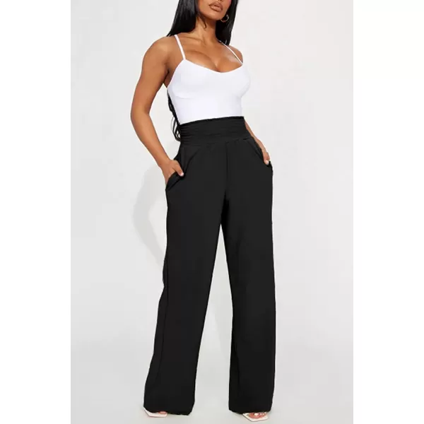 Dokotoo Women's Wide Leg Lounge Pants 2023 Flowy Pajama Pants Straight Leg High Waist Stretch Palazzo Pants