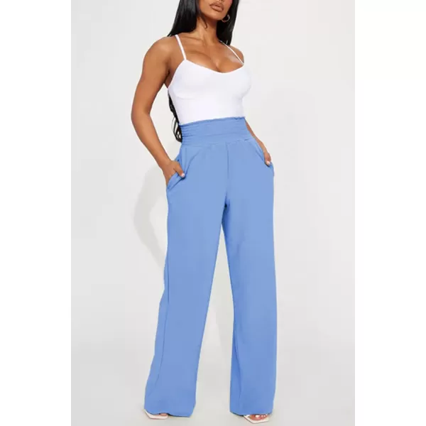Dokotoo Women's Wide Leg Lounge Pants 2023 Flowy Pajama Pants Straight Leg High Waist Stretch Palazzo Pants