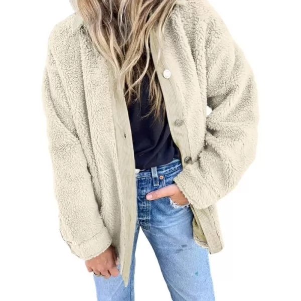 Dokotoo Womens Winter Coats Fleece Turn-down Collar Button Down Long Sleeve Sherpa Jackets with Pockets