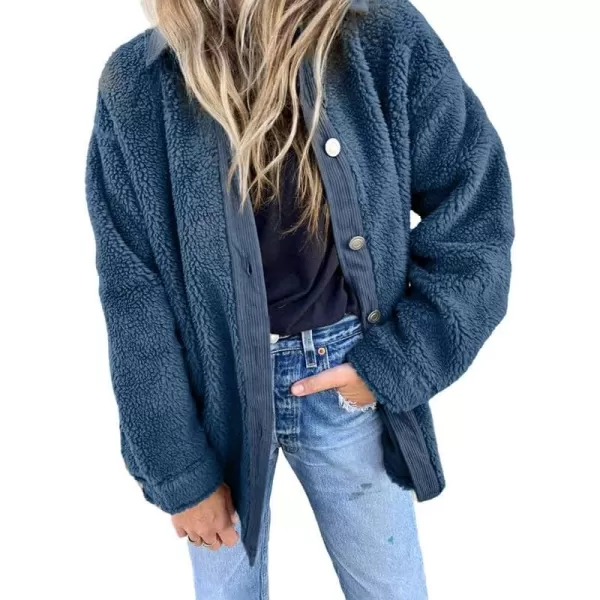 Dokotoo Womens Winter Coats Fleece Turn-down Collar Button Down Long Sleeve Sherpa Jackets with Pockets