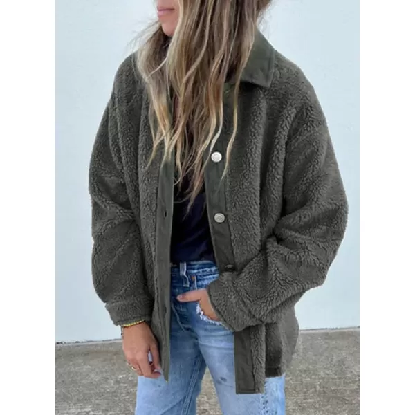 Dokotoo Womens Winter Coats Fleece Turn-down Collar Button Down Long Sleeve Sherpa Jackets with Pockets
