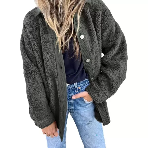 Dokotoo Womens Winter Coats Fleece Turn-down Collar Button Down Long Sleeve Sherpa Jackets with Pockets