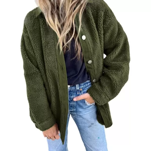 Dokotoo Womens Winter Coats Fleece Turn-down Collar Button Down Long Sleeve Sherpa Jackets with Pockets