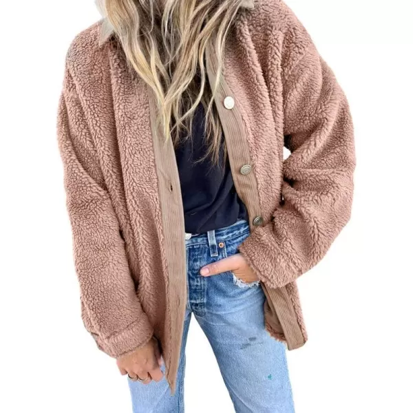 Dokotoo Womens Winter Coats Fleece Turn-down Collar Button Down Long Sleeve Sherpa Jackets with Pockets