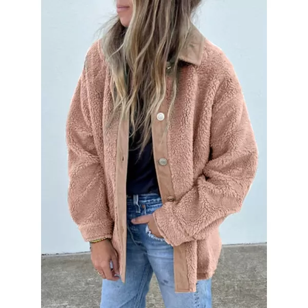Dokotoo Womens Winter Coats Fleece Turn-down Collar Button Down Long Sleeve Sherpa Jackets with Pockets