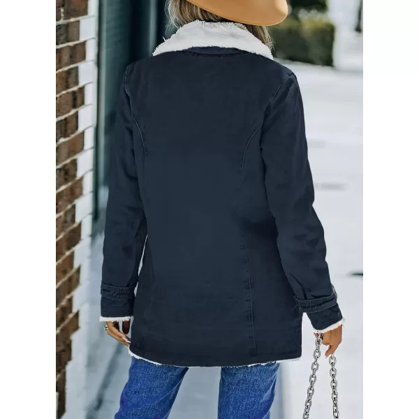 Dokotoo Womens Winter Warm Jean Jacket Stand Collar Wool Liner Sherpa Denim Coats Thicker Outerwear with Pockets