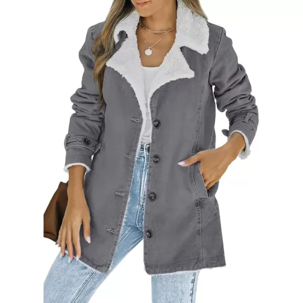 Dokotoo Womens Winter Warm Jean Jacket Stand Collar Wool Liner Sherpa Denim Coats Thicker Outerwear with Pockets