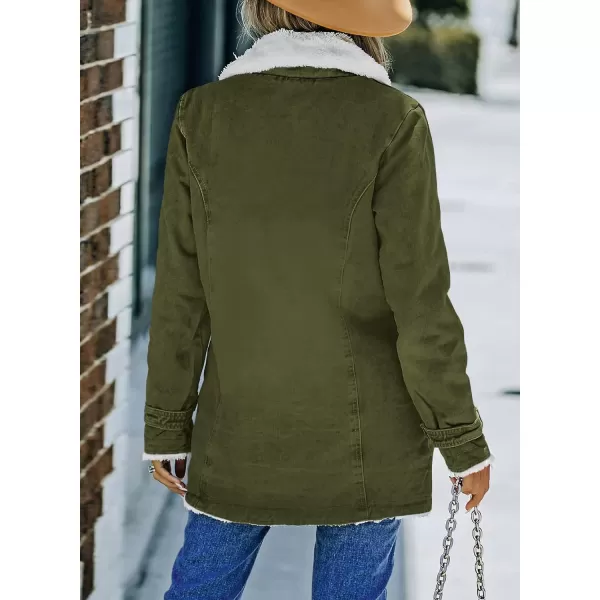 Dokotoo Womens Winter Warm Jean Jacket Stand Collar Wool Liner Sherpa Denim Coats Thicker Outerwear with Pockets