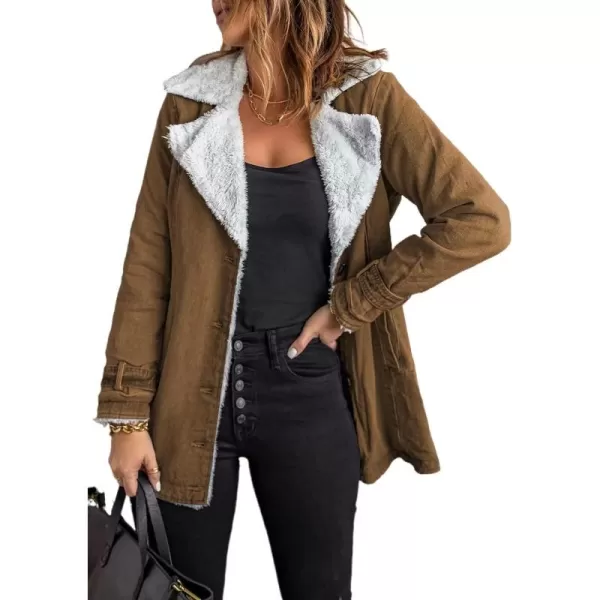 Dokotoo Womens Winter Warm Jean Jacket Stand Collar Wool Liner Sherpa Denim Coats Thicker Outerwear with Pockets