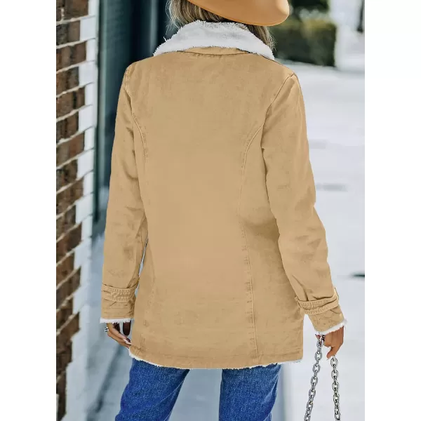 Dokotoo Womens Winter Warm Jean Jacket Stand Collar Wool Liner Sherpa Denim Coats Thicker Outerwear with Pockets