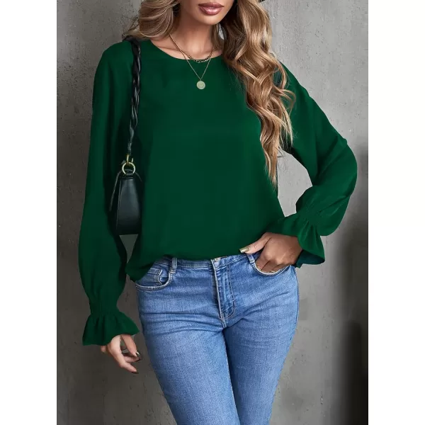EVALESS Women's Ruff Long Sleeve Shirts Casual Loose Ladies Tops and Blouses for Women Fashion 2022