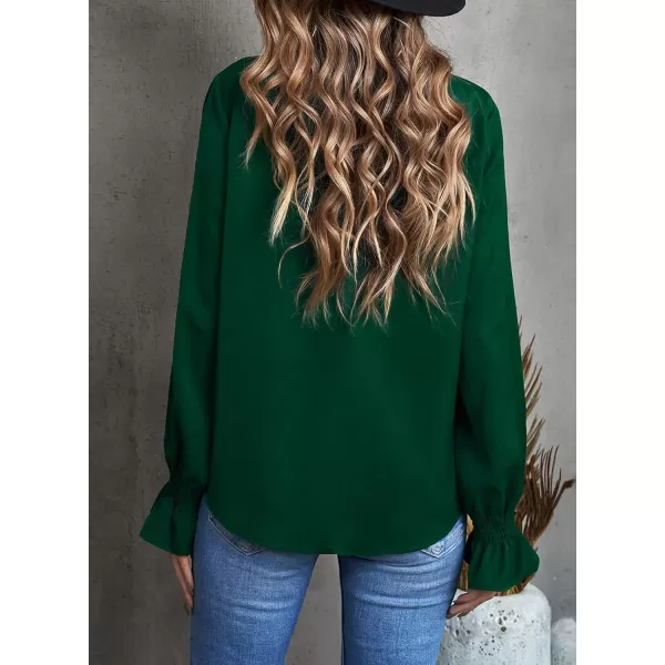 EVALESS Women's Ruff Long Sleeve Shirts Casual Loose Ladies Tops and Blouses for Women Fashion 2022