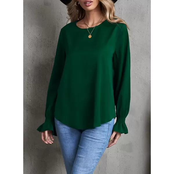 EVALESS Women's Ruff Long Sleeve Shirts Casual Loose Ladies Tops and Blouses for Women Fashion 2022
