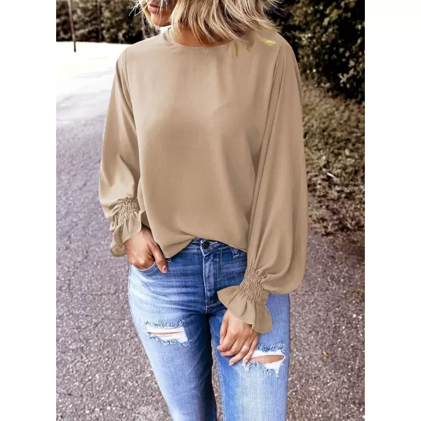 EVALESS Women's Ruff Long Sleeve Shirts Casual Loose Ladies Tops and Blouses for Women Fashion 2022