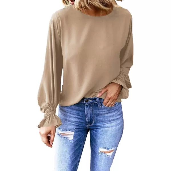 EVALESS Women's Ruff Long Sleeve Shirts Casual Loose Ladies Tops and Blouses for Women Fashion 2022