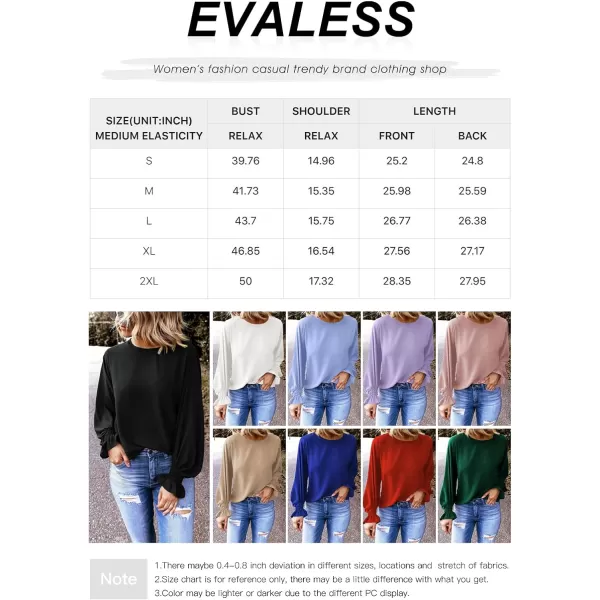 EVALESS Women's Ruff Long Sleeve Shirts Casual Loose Ladies Tops and Blouses for Women Fashion 2022