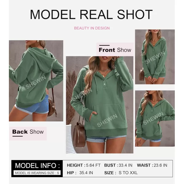 SHEWIN Women's Casual Hoodies Long Sleeve Solid Lightweight Pullover Tops Loose Sweatshirt with Pocket