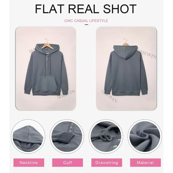 SHEWIN Women's Casual Hoodies Long Sleeve Solid Lightweight Pullover Tops Loose Sweatshirt with Pocket