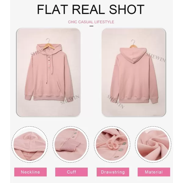 SHEWIN Women's Casual Hoodies Long Sleeve Solid Lightweight Pullover Tops Loose Sweatshirt with Pocket