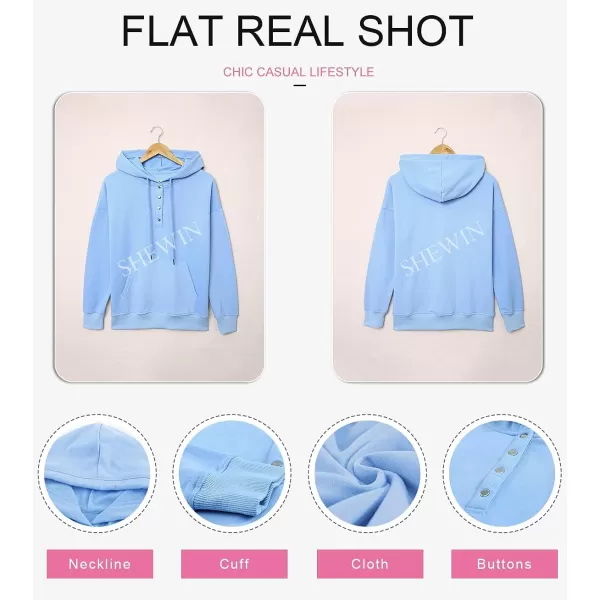 SHEWIN Women's Casual Hoodies Long Sleeve Solid Lightweight Pullover Tops Loose Sweatshirt with Pocket