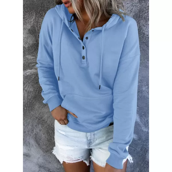 SHEWIN Women's Casual Hoodies Long Sleeve Solid Lightweight Pullover Tops Loose Sweatshirt with Pocket
