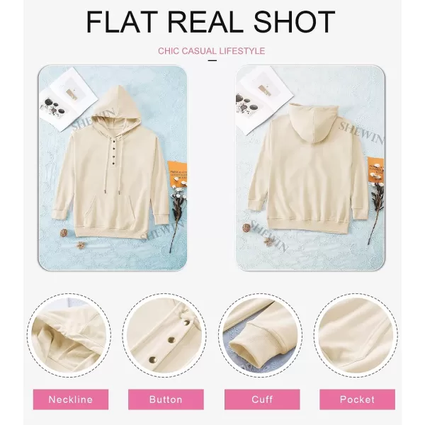 SHEWIN Women's Casual Hoodies Long Sleeve Solid Lightweight Pullover Tops Loose Sweatshirt with Pocket