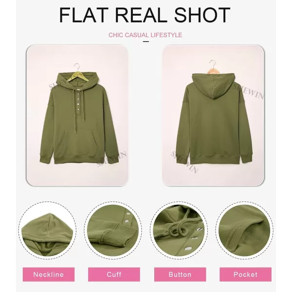 SHEWIN Women's Casual Hoodies Long Sleeve Solid Lightweight Pullover Tops Loose Sweatshirt with Pocket