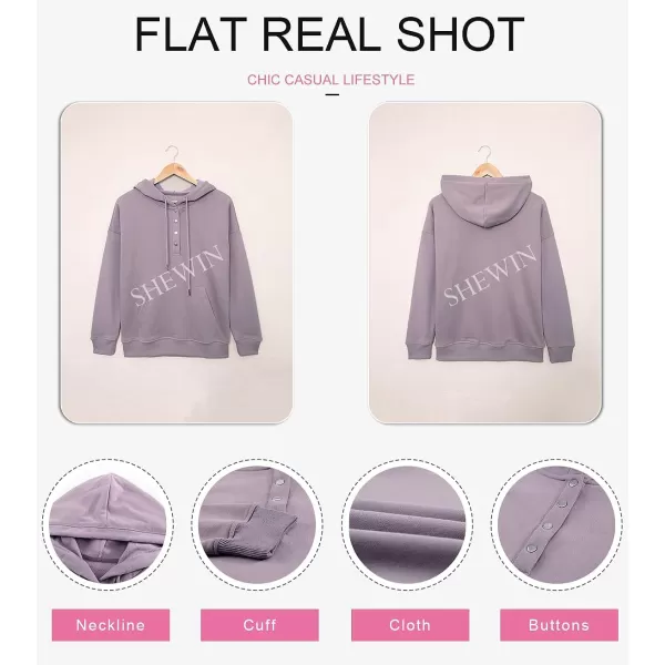 SHEWIN Women's Casual Hoodies Long Sleeve Solid Lightweight Pullover Tops Loose Sweatshirt with Pocket