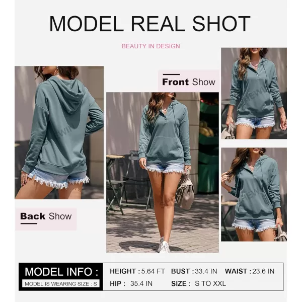 SHEWIN Women's Casual Hoodies Long Sleeve Solid Lightweight Pullover Tops Loose Sweatshirt with Pocket