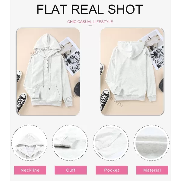 SHEWIN Women's Casual Hoodies Long Sleeve Solid Lightweight Pullover Tops Loose Sweatshirt with Pocket