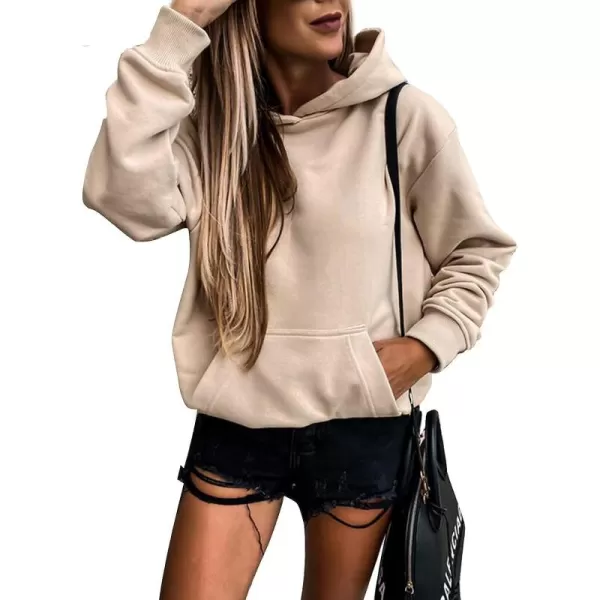 SHEWIN Women's Casual Hoodies Long Sleeve Solid Lightweight Pullover Tops Loose Sweatshirt with Pocket