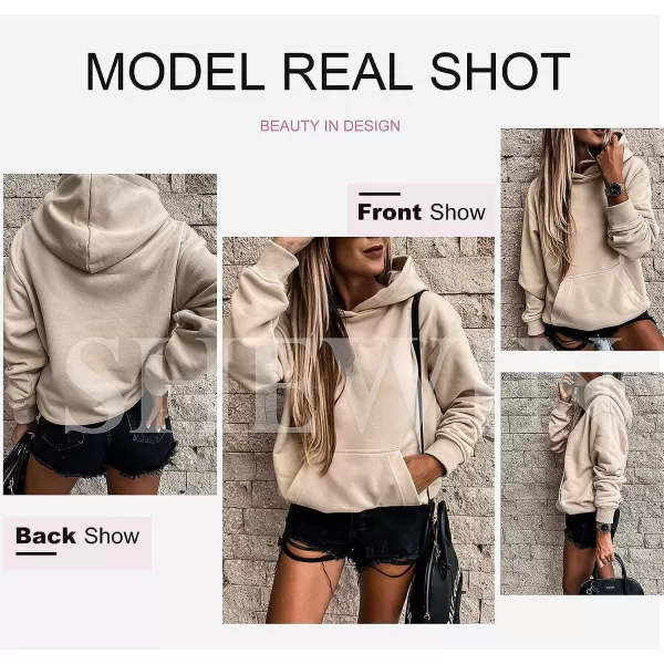 SHEWIN Women's Casual Hoodies Long Sleeve Solid Lightweight Pullover Tops Loose Sweatshirt with Pocket