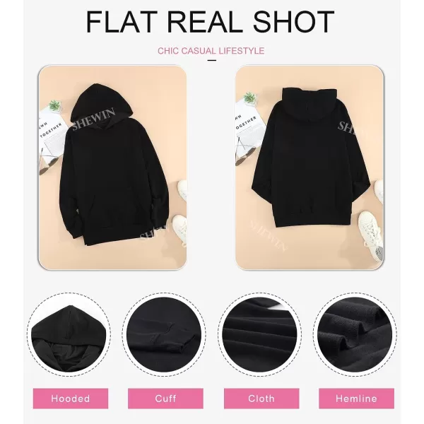 SHEWIN Women's Casual Hoodies Long Sleeve Solid Lightweight Pullover Tops Loose Sweatshirt with Pocket