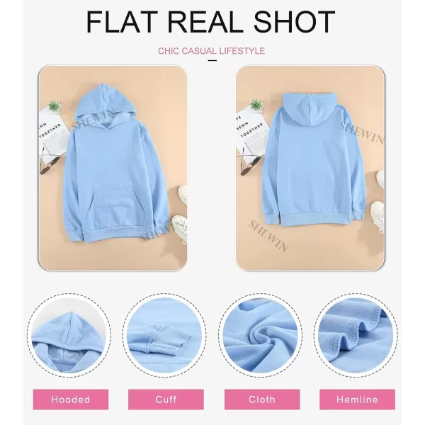 SHEWIN Women's Casual Hoodies Long Sleeve Solid Lightweight Pullover Tops Loose Sweatshirt with Pocket