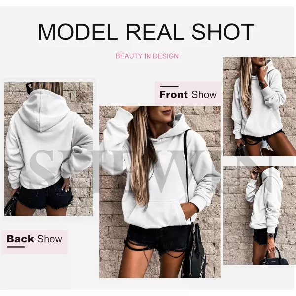 SHEWIN Women's Casual Hoodies Long Sleeve Solid Lightweight Pullover Tops Loose Sweatshirt with Pocket