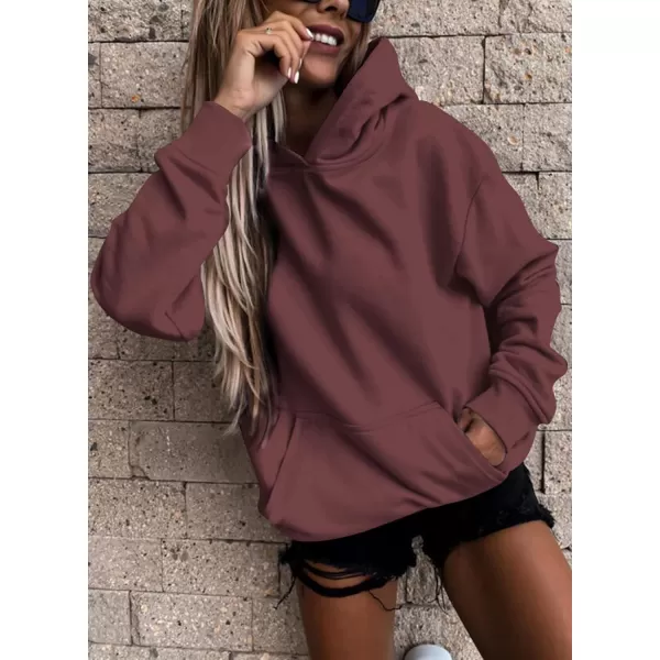 SHEWIN Women's Casual Hoodies Long Sleeve Solid Lightweight Pullover Tops Loose Sweatshirt with Pocket