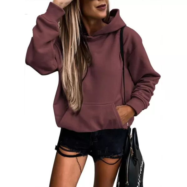 SHEWIN Women's Casual Hoodies Long Sleeve Solid Lightweight Pullover Tops Loose Sweatshirt with Pocket