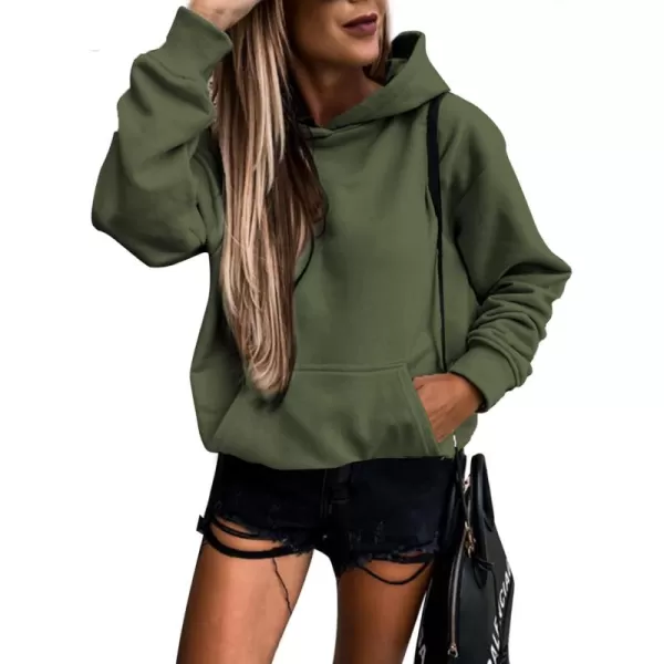 SHEWIN Women's Casual Hoodies Long Sleeve Solid Lightweight Pullover Tops Loose Sweatshirt with Pocket