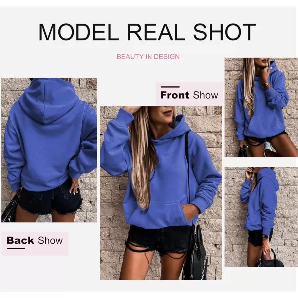 SHEWIN Women's Casual Hoodies Long Sleeve Solid Lightweight Pullover Tops Loose Sweatshirt with Pocket