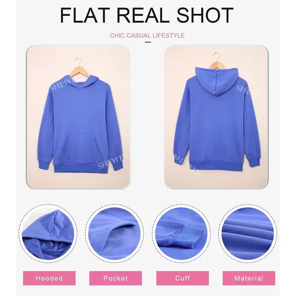 SHEWIN Women's Casual Hoodies Long Sleeve Solid Lightweight Pullover Tops Loose Sweatshirt with Pocket