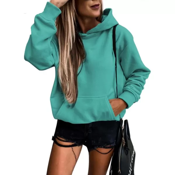 SHEWIN Women's Casual Hoodies Long Sleeve Solid Lightweight Pullover Tops Loose Sweatshirt with Pocket