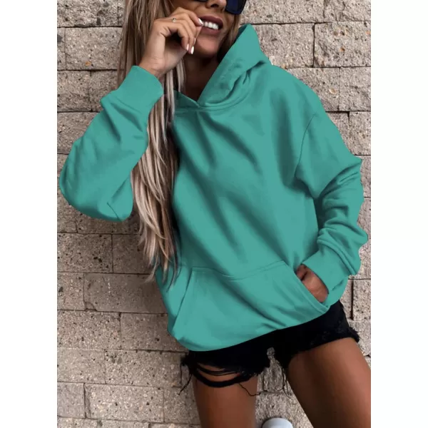 SHEWIN Women's Casual Hoodies Long Sleeve Solid Lightweight Pullover Tops Loose Sweatshirt with Pocket
