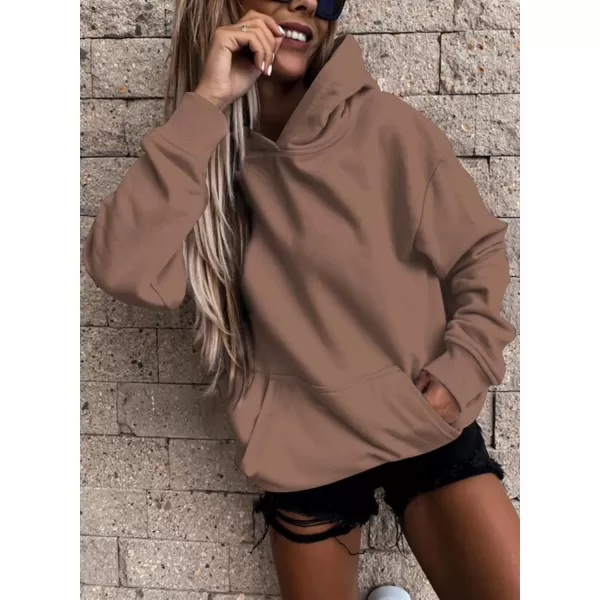 SHEWIN Women's Casual Hoodies Long Sleeve Solid Lightweight Pullover Tops Loose Sweatshirt with Pocket