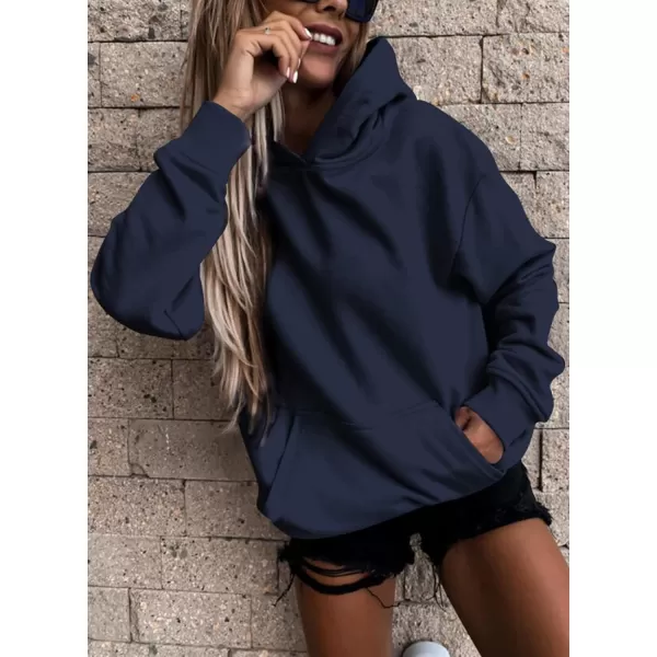 SHEWIN Women's Casual Hoodies Long Sleeve Solid Lightweight Pullover Tops Loose Sweatshirt with Pocket