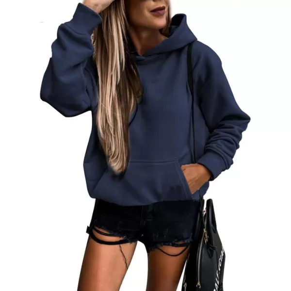SHEWIN Women's Casual Hoodies Long Sleeve Solid Lightweight Pullover Tops Loose Sweatshirt with Pocket