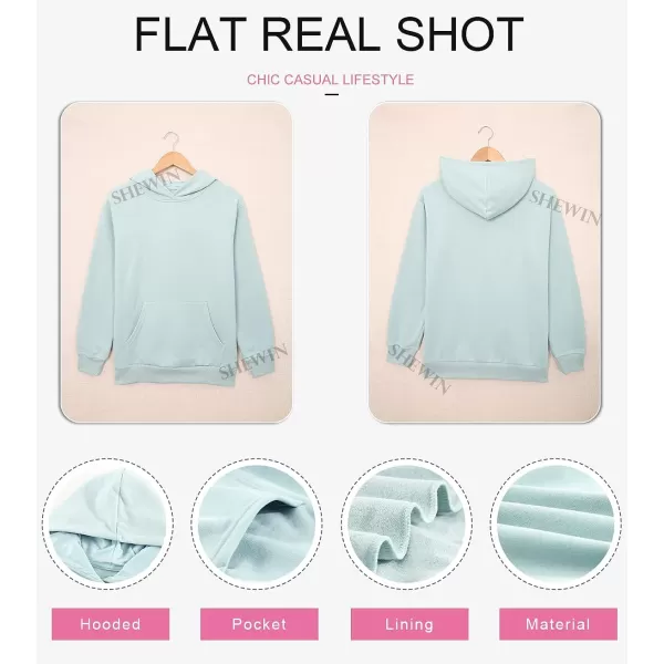 SHEWIN Women's Casual Hoodies Long Sleeve Solid Lightweight Pullover Tops Loose Sweatshirt with Pocket