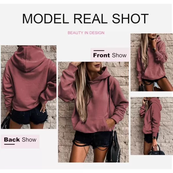 SHEWIN Women's Casual Hoodies Long Sleeve Solid Lightweight Pullover Tops Loose Sweatshirt with Pocket