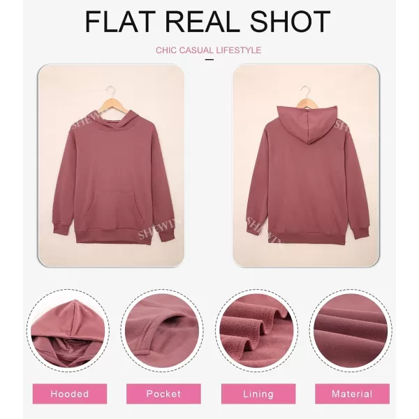 SHEWIN Women's Casual Hoodies Long Sleeve Solid Lightweight Pullover Tops Loose Sweatshirt with Pocket